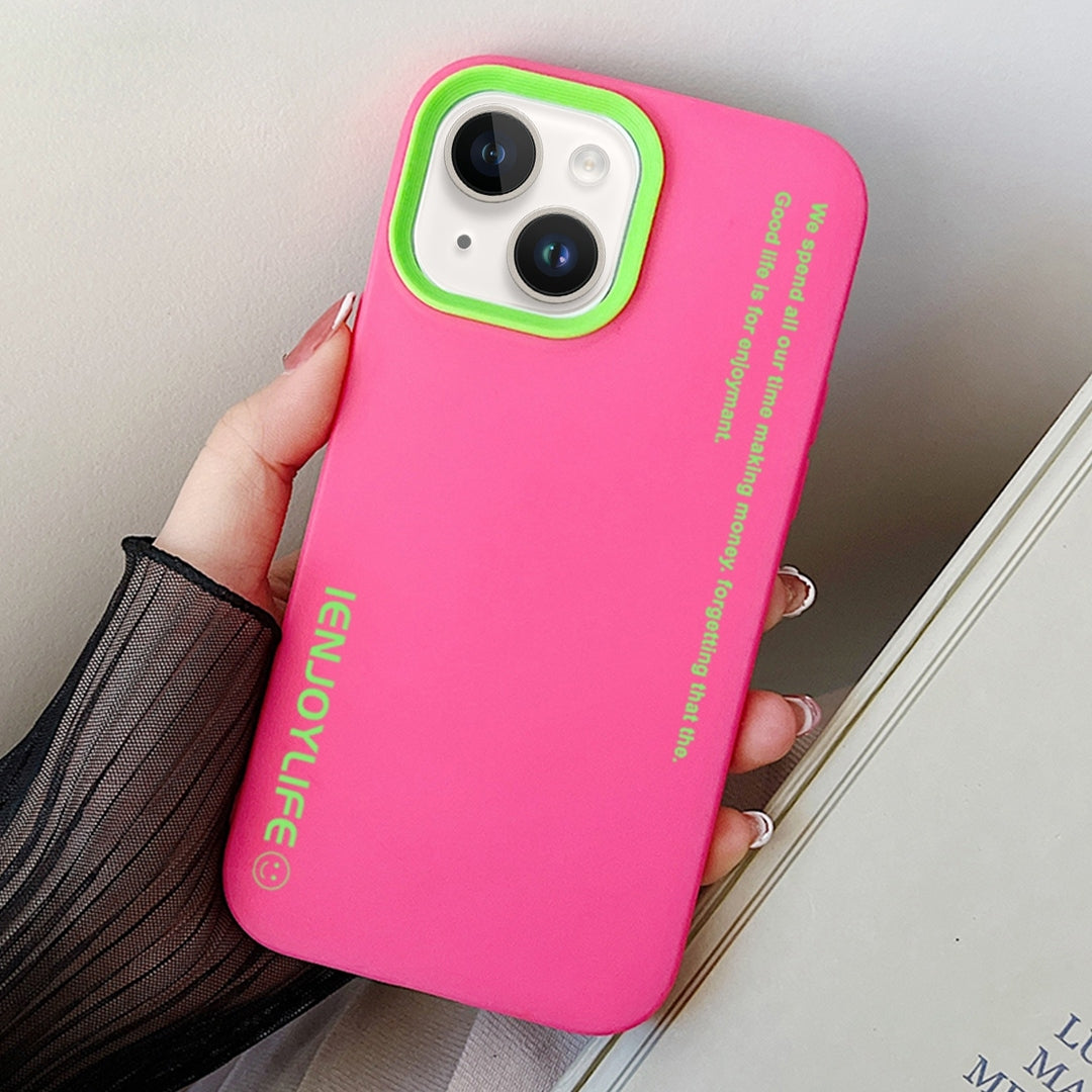 ELECTROPRIME For iPhone 15 Simple Words PC Hybrid TPU Phone Case(Rose Red)