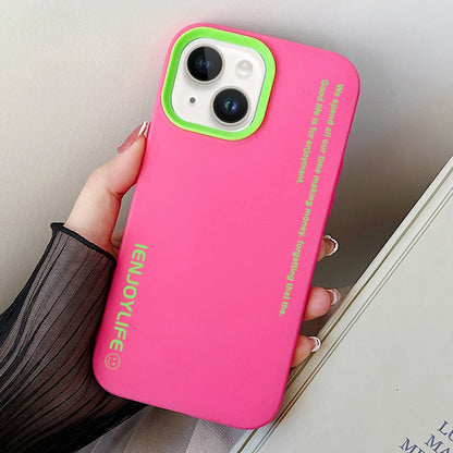 ELECTROPRIME For iPhone 15 Simple Words PC Hybrid TPU Phone Case(Rose Red)