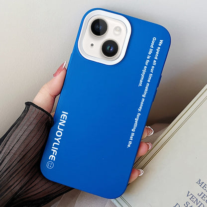 ELECTROPRIME For iPhone 15 Simple Words PC Hybrid TPU Phone Case(Blue)