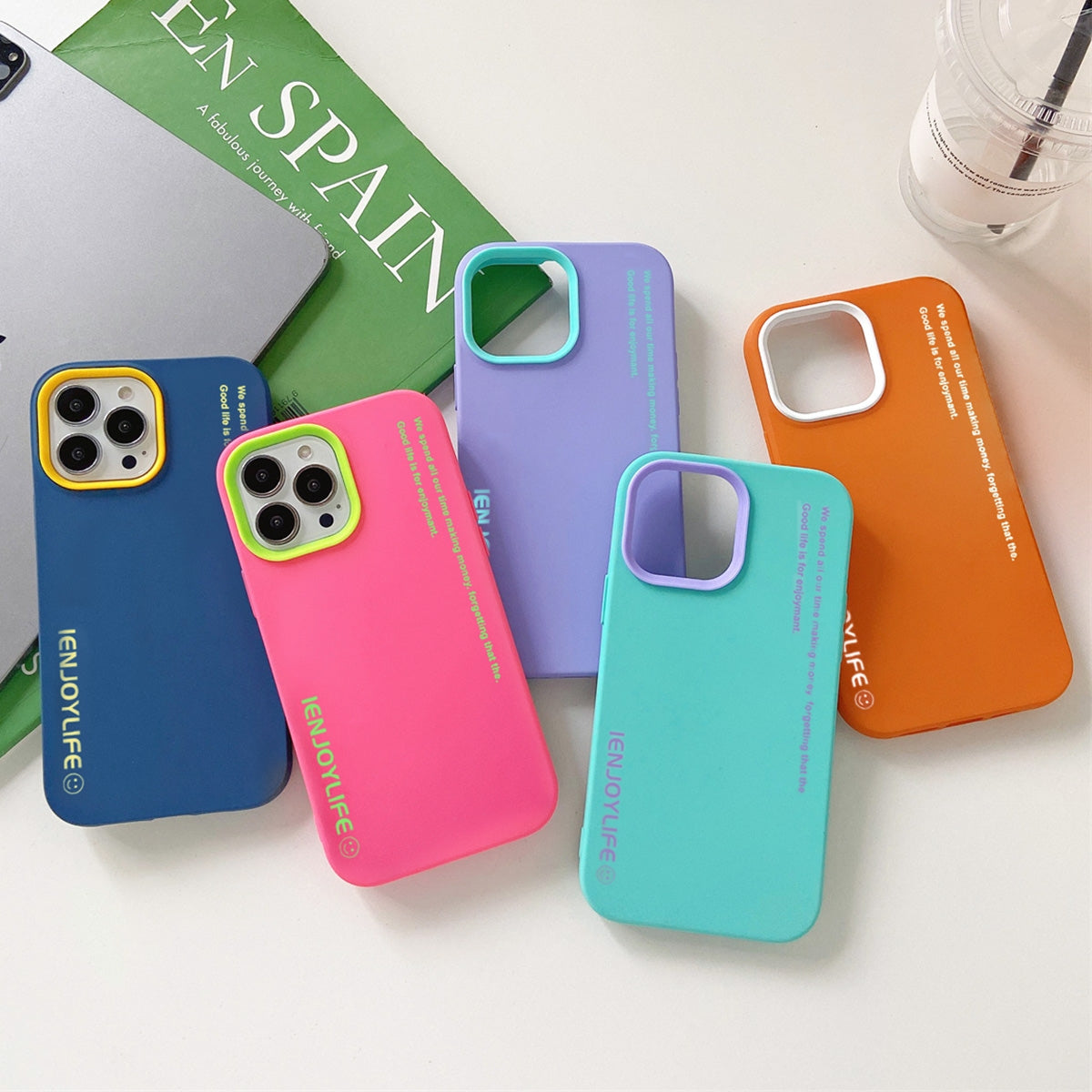 ELECTROPRIME For iPhone 15 Plus Simple Words PC Hybrid TPU Phone Case(Orange)