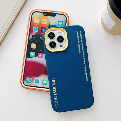 ELECTROPRIME For iPhone 15 Plus Simple Words PC Hybrid TPU Phone Case(Orange)