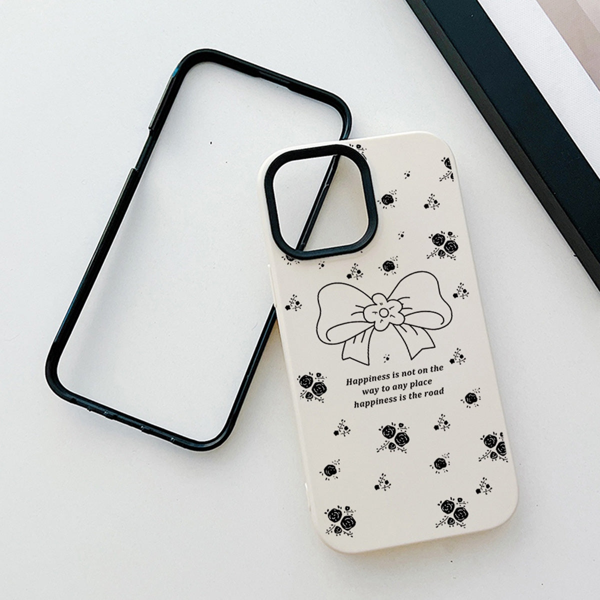 ELECTROPRIME For iPhone 15 Plus Floral Bow PC Hybrid TPU Phone Case(Sky Cyan)