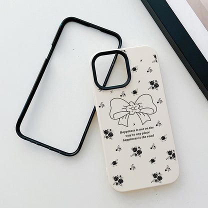 ELECTROPRIME For iPhone 15 Plus Floral Bow PC Hybrid TPU Phone Case(Sky Cyan)
