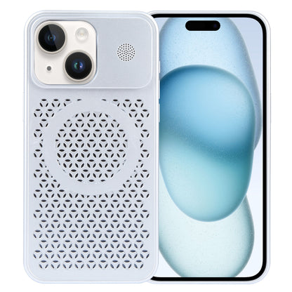 ELECTROPRIME For iPhone 15 Plus Pure Color Honeycomb Aromatherapy MagSafe Phone Case(Silver)