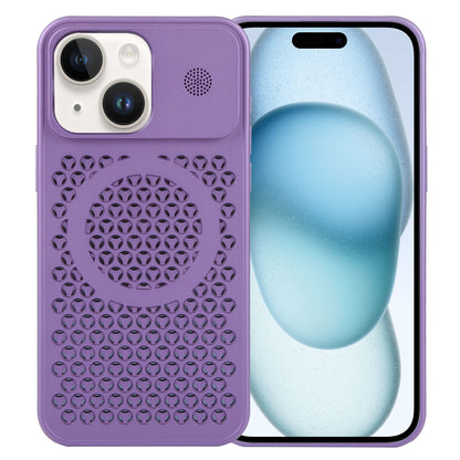 ELECTROPRIME For iPhone 15 Pure Color Honeycomb Aromatherapy MagSafe Phone Case(Purple)