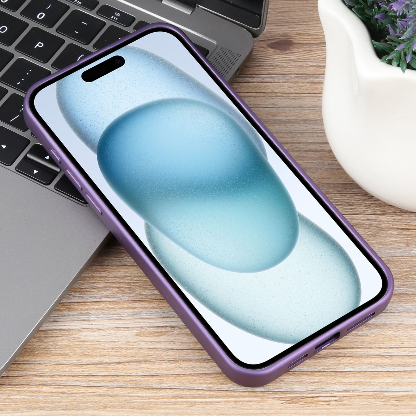 ELECTROPRIME For iPhone 15 Pure Color Honeycomb Aromatherapy MagSafe Phone Case(Purple)
