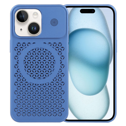 ELECTROPRIME For iPhone 15 Pure Color Honeycomb Aromatherapy MagSafe Phone Case(Blue)