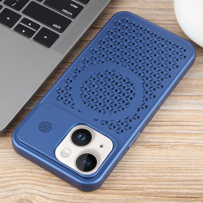 ELECTROPRIME For iPhone 15 Pure Color Honeycomb Aromatherapy MagSafe Phone Case(Blue)