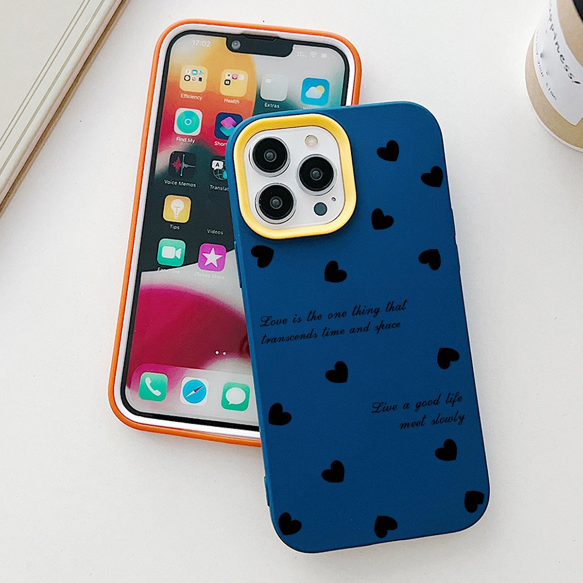 ELECTROPRIME For iPhone 15 Plus Love Hearts PC Hybrid TPU Phone Case(White)
