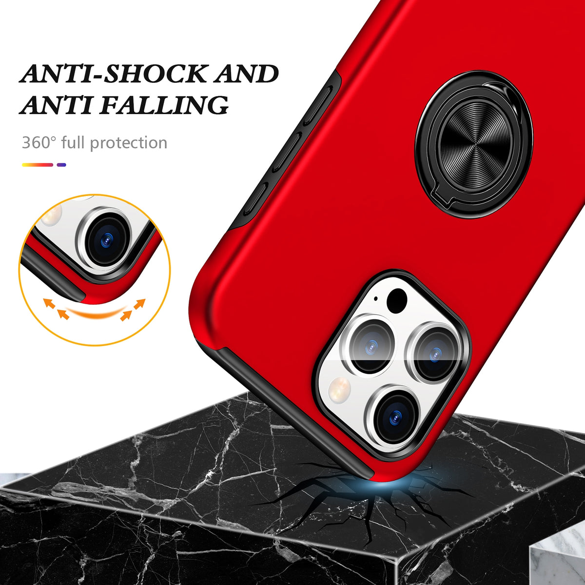 ELECTROPRIME For iPhone 15 Plus Magnetic Ring Holder Phone Case(Red)