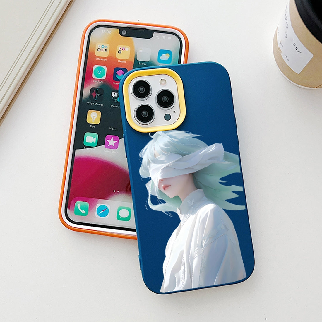 ELECTROPRIME For iPhone 15 Plus Blindfold Girl PC Hybrid TPU Phone Case(Purple)