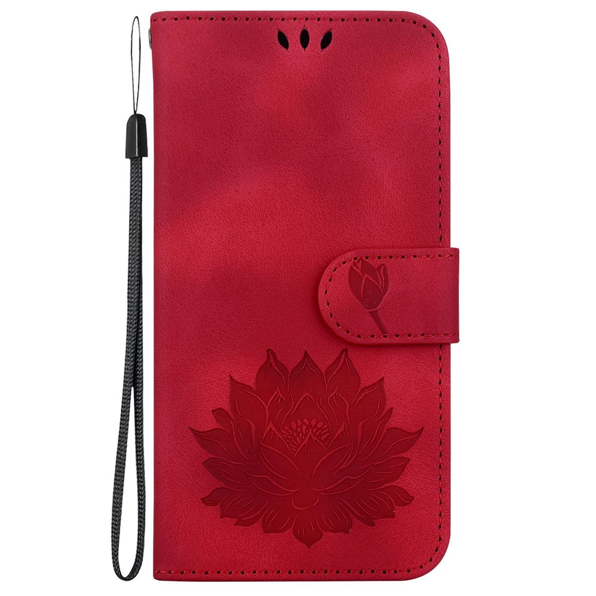 ELECTROPRIME For iPhone 15 Plus Lotus Embossed Leather Phone Case(Red)