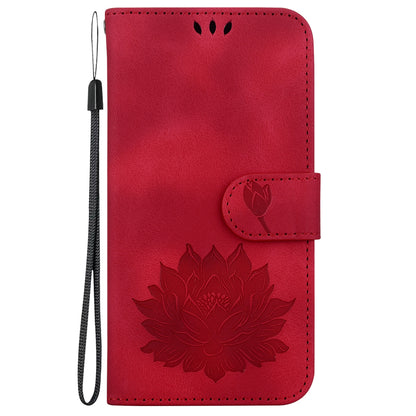 ELECTROPRIME For iPhone 15 Plus Lotus Embossed Leather Phone Case(Red)