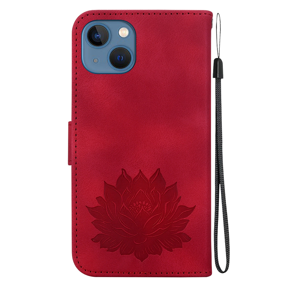ELECTROPRIME For iPhone 15 Plus Lotus Embossed Leather Phone Case(Red)