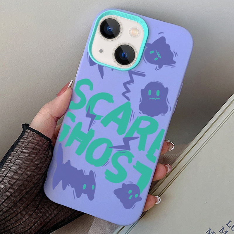 ELECTROPRIME For iPhone 15 Plus Scared Ghost PC Hybrid TPU Phone Case(Purple)