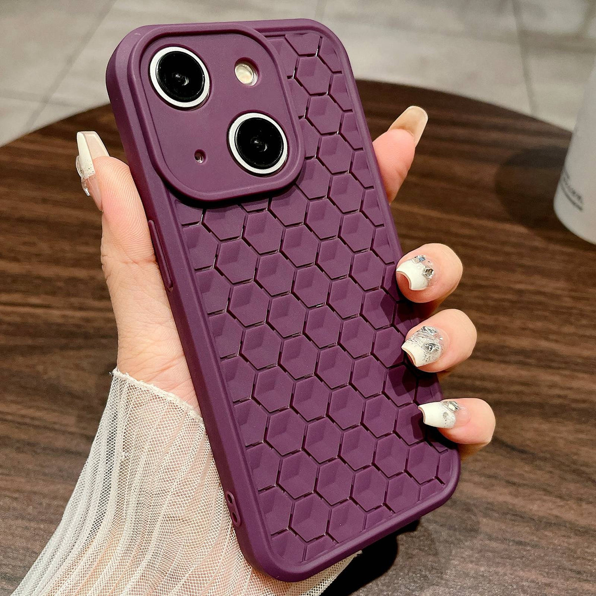 ELECTROPRIME For iPhone 15 Plus Honeycomb Cooling TPU Phone Case(Purple)