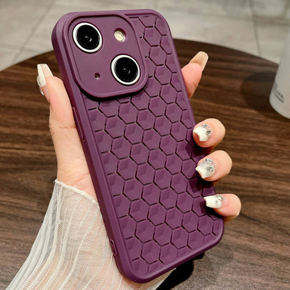 ELECTROPRIME For iPhone 15 Plus Honeycomb Cooling TPU Phone Case(Purple)