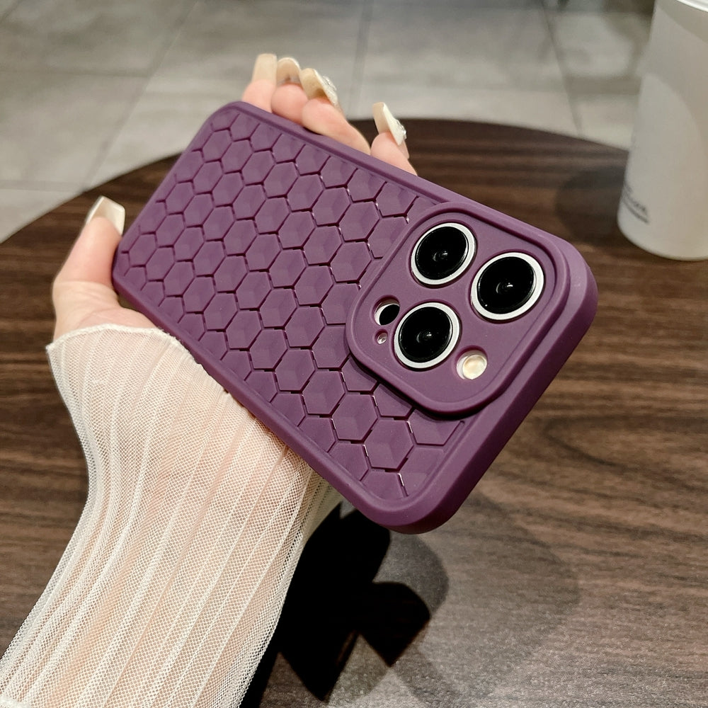 ELECTROPRIME For iPhone 15 Plus Honeycomb Cooling TPU Phone Case(Purple)