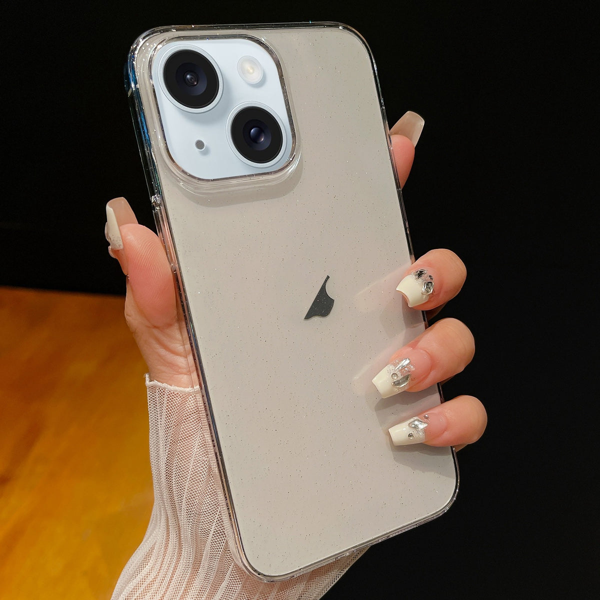 ELECTROPRIME For iPhone 15 Plus Crystal Clear Glitter PC Phone Case(Transparent)