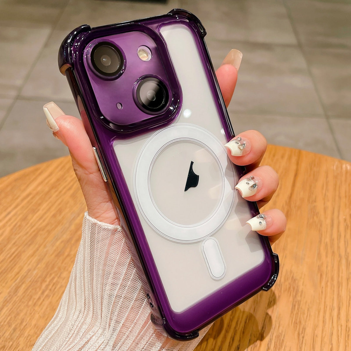 ELECTROPRIME For iPhone 15 Plus Clear Acrylic + TPU MagSafe Magnetic Phone Case(Purple)