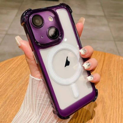 ELECTROPRIME For iPhone 15 Plus Clear Acrylic + TPU MagSafe Magnetic Phone Case(Purple)