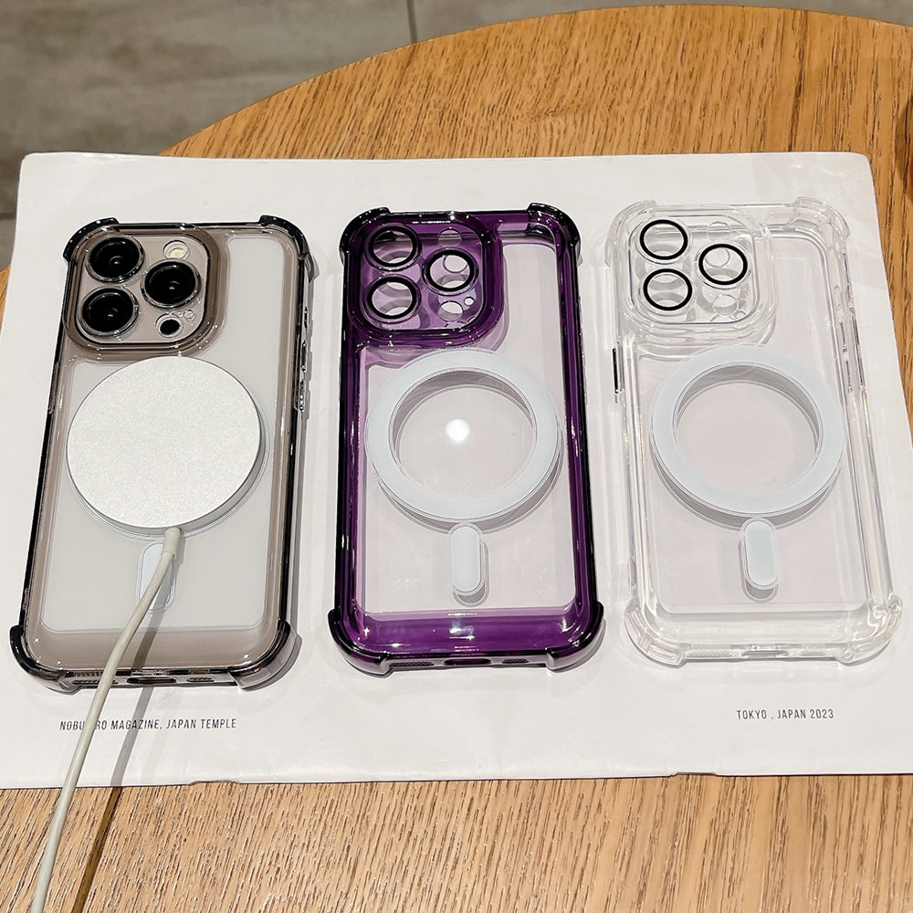 ELECTROPRIME For iPhone 15 Plus Clear Acrylic + TPU MagSafe Magnetic Phone Case(Purple)