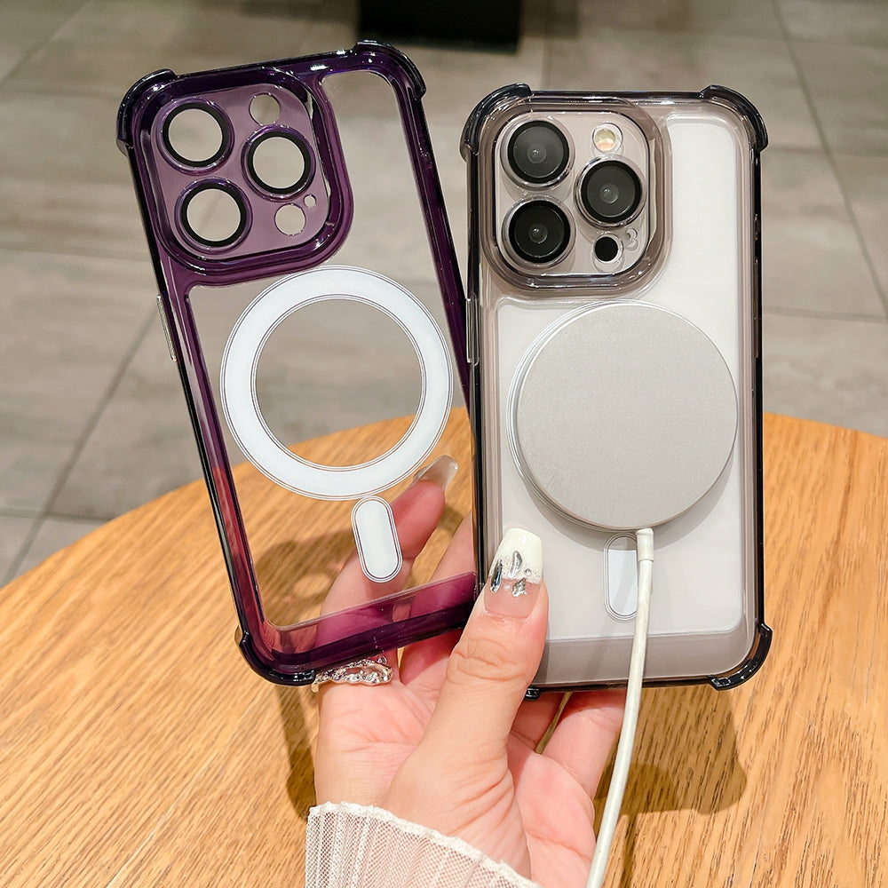 ELECTROPRIME For iPhone 15 Plus Clear Acrylic + TPU MagSafe Magnetic Phone Case(Purple)