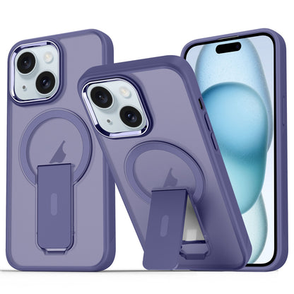 ELECTROPRIME For iPhone 15 Plus / 14 Plus Acrylic Hybrid TPU MagSafe Holder Phone Case(Dark Night Purple)
