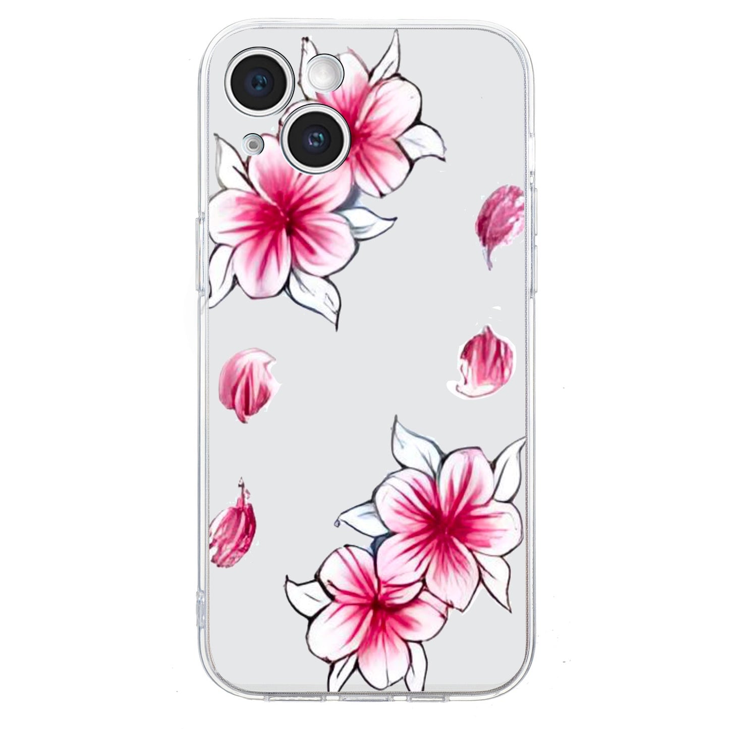 ELECTROPRIME For iPhone 15 Colored Drawing Pattern Transparent TPU Phone Case(Sakura)