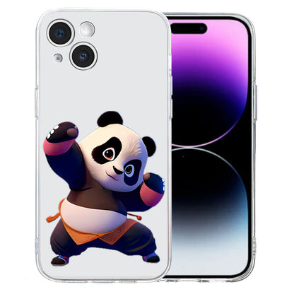 ELECTROPRIME For iPhone 15 Colored Drawing Pattern Transparent TPU Phone Case(Panda)