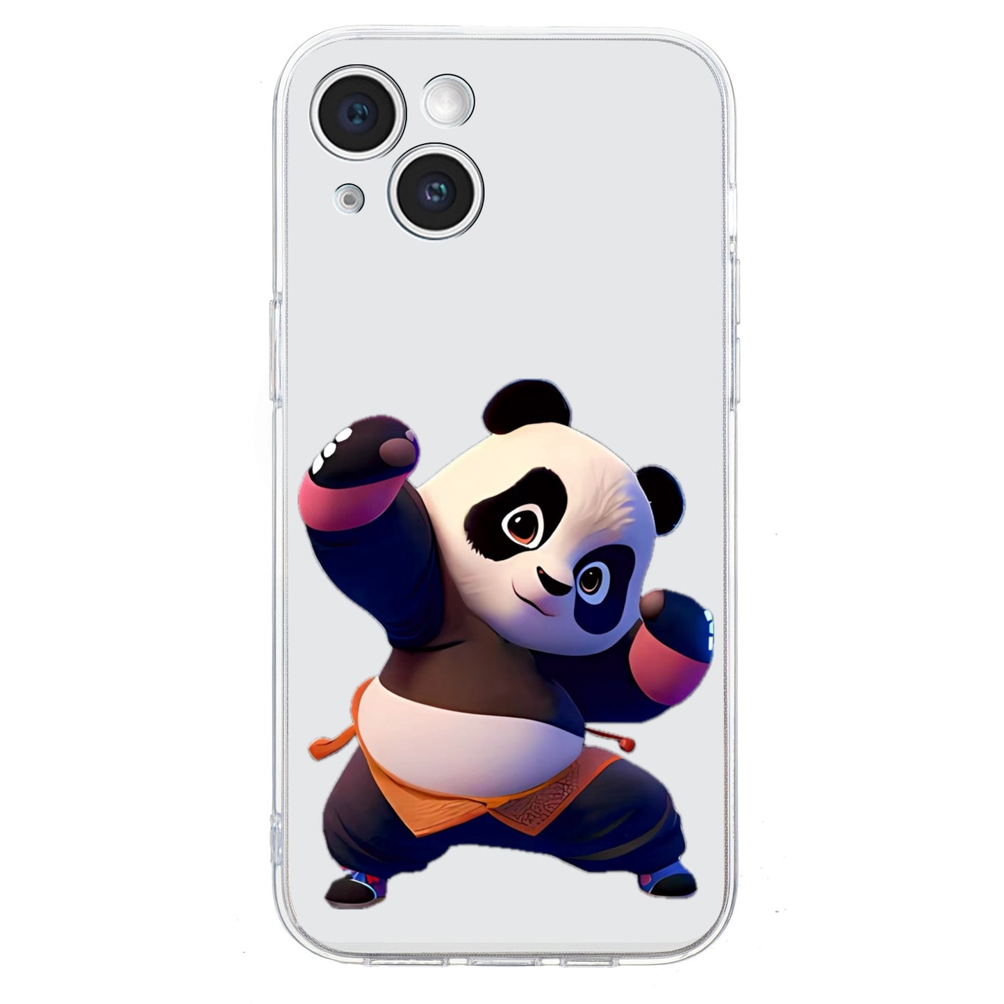 ELECTROPRIME For iPhone 15 Colored Drawing Pattern Transparent TPU Phone Case(Panda)