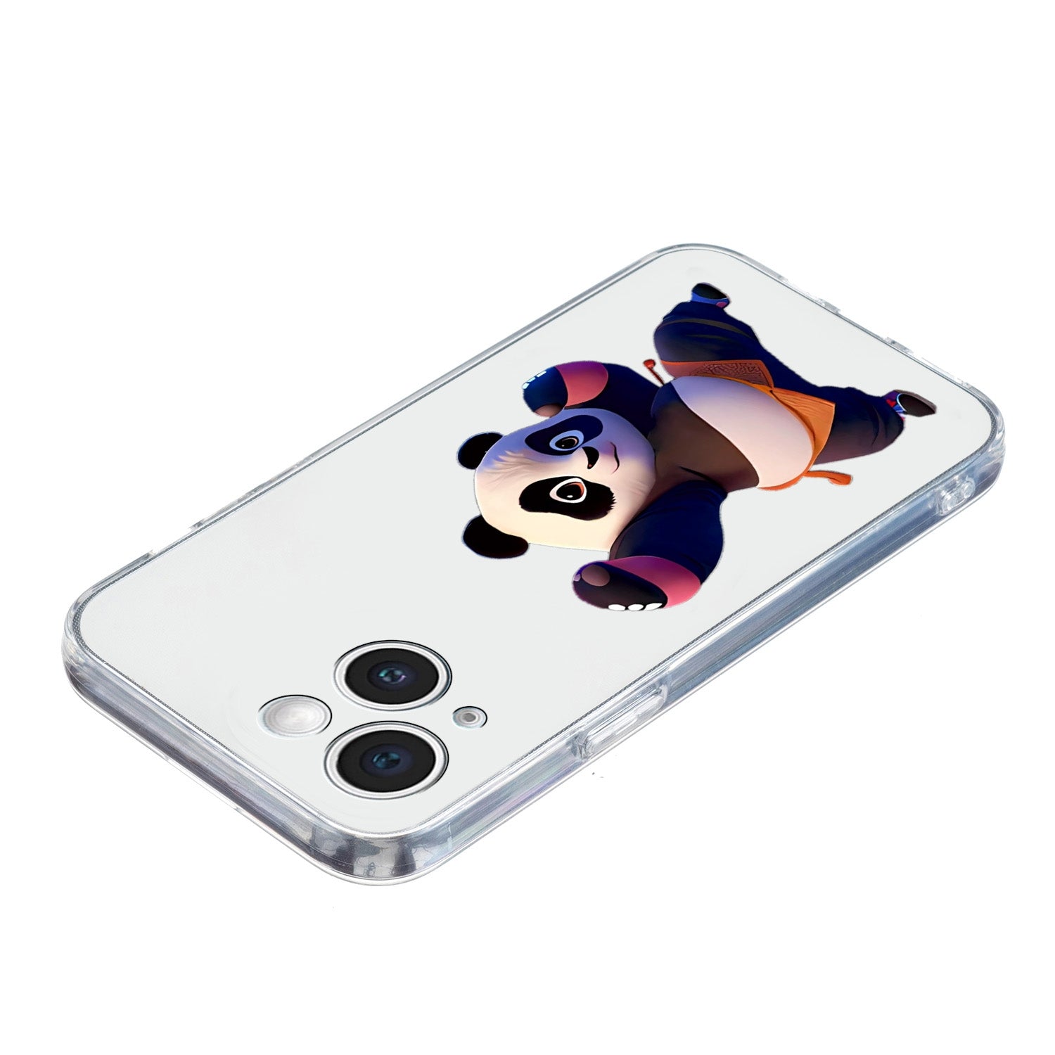 ELECTROPRIME For iPhone 15 Colored Drawing Pattern Transparent TPU Phone Case(Panda)
