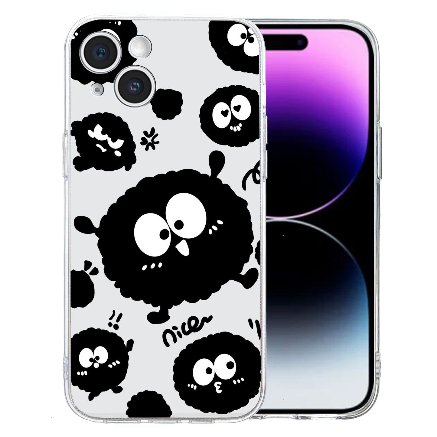 ELECTROPRIME For iPhone 15 Colored Drawing Pattern Transparent TPU Phone Case(Black Eye)