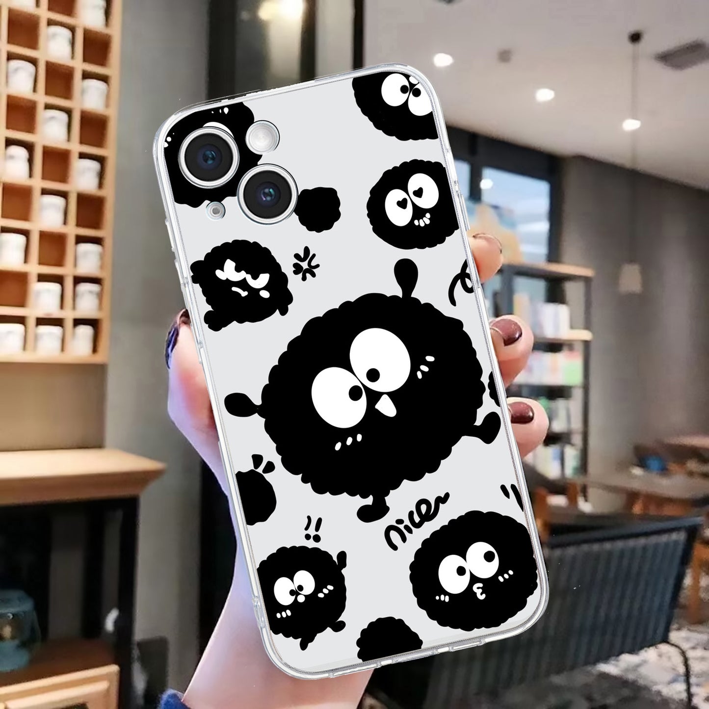 ELECTROPRIME For iPhone 15 Colored Drawing Pattern Transparent TPU Phone Case(Black Eye)