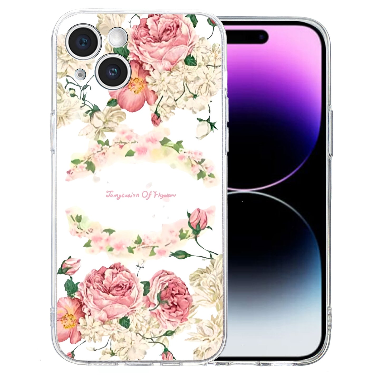 ELECTROPRIME For iPhone 15 Colored Drawing Pattern Transparent TPU Phone Case(Rose)