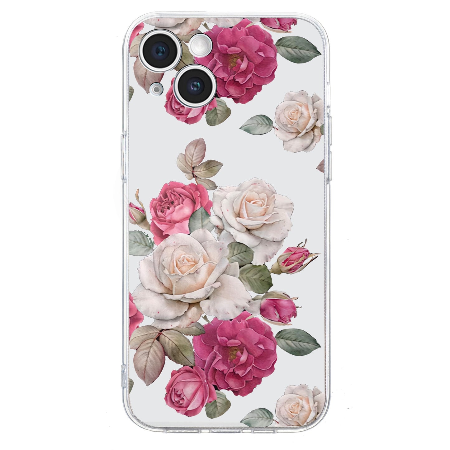 ELECTROPRIME For iPhone 15 Colored Drawing Pattern Transparent TPU Phone Case(Peony)
