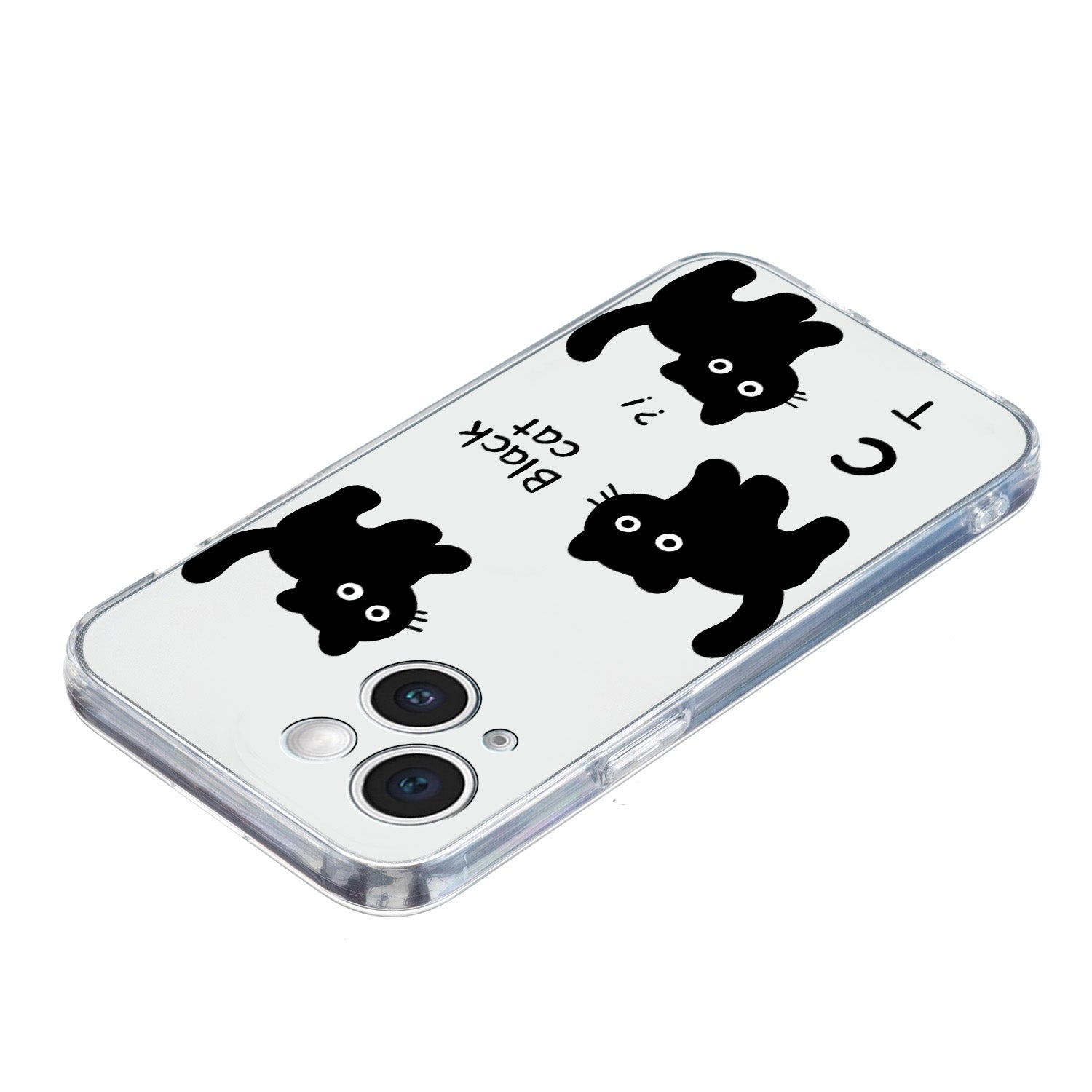 ELECTROPRIME For iPhone 15 Colored Drawing Pattern Transparent TPU Phone Case(Black Cat)