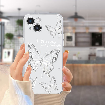 ELECTROPRIME For iPhone 15 Colored Drawing Pattern Transparent TPU Phone Case(Butterflies)