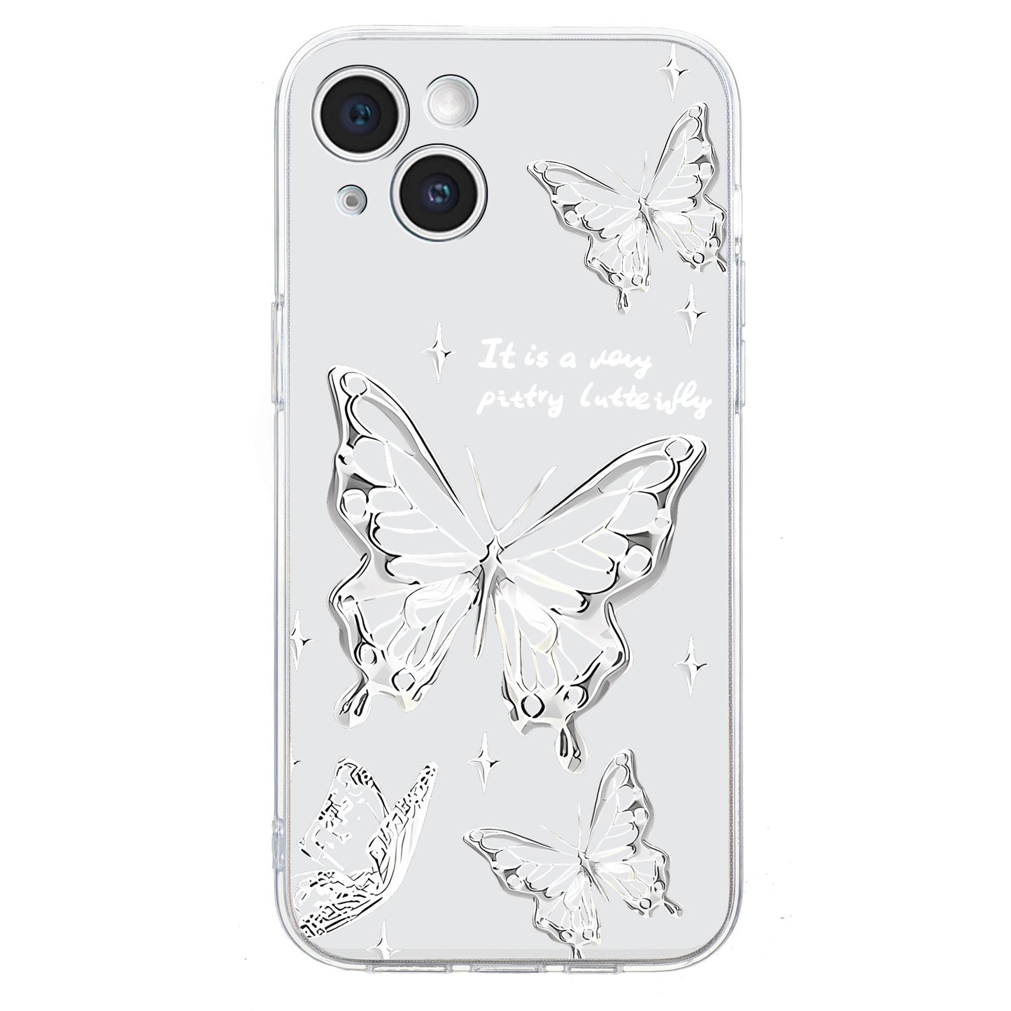 ELECTROPRIME For iPhone 15 Colored Drawing Pattern Transparent TPU Phone Case(Butterflies)