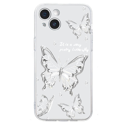 ELECTROPRIME For iPhone 15 Colored Drawing Pattern Transparent TPU Phone Case(Butterflies)