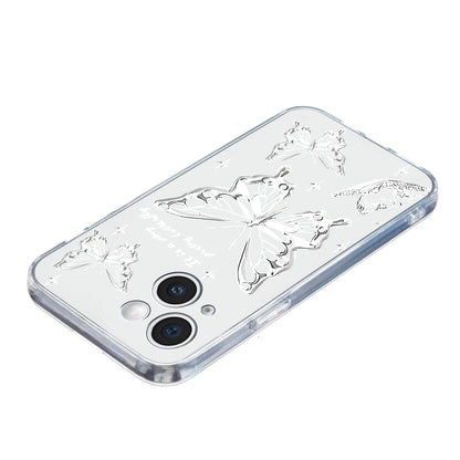ELECTROPRIME For iPhone 15 Colored Drawing Pattern Transparent TPU Phone Case(Butterflies)