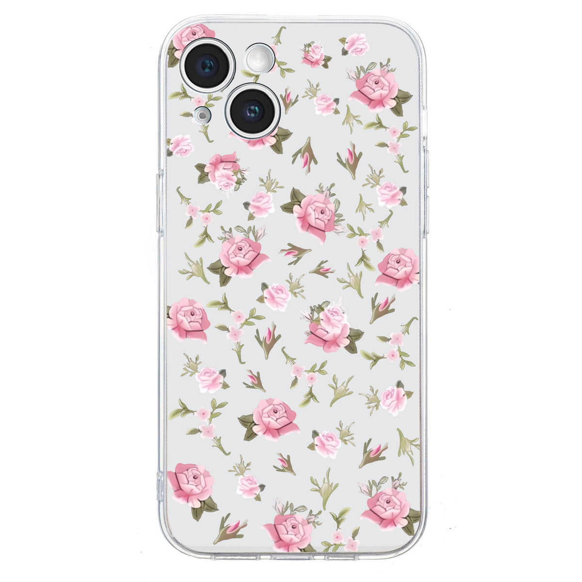 ELECTROPRIME For iPhone 15 Plus Colored Drawing Pattern Transparent TPU Phone Case(Pink Floral)