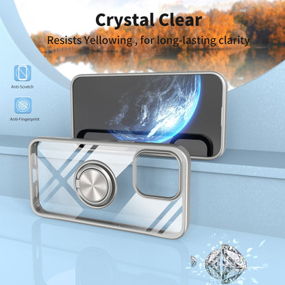 ELECTROPRIME For iPhone 15 Ring Holder PC Hybrid TPU Phone Case(Grey)