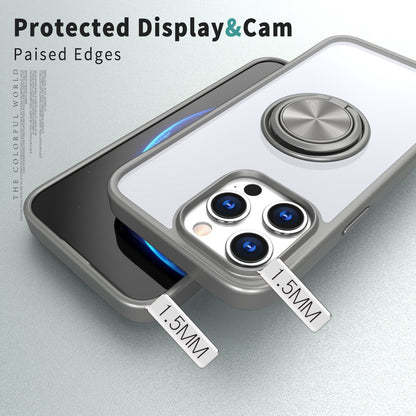 ELECTROPRIME For iPhone 15 Ring Holder PC Hybrid TPU Phone Case(Grey)