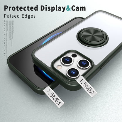 ELECTROPRIME For iPhone 15 Ring Holder PC Hybrid TPU Phone Case(Green)