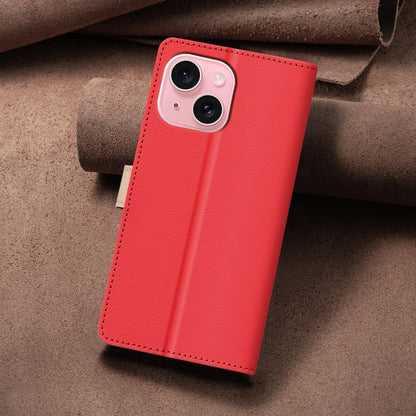 ELECTROPRIME For iPhone 15 Color Matching RFID Anti-theft Leather Phone Case(Red)