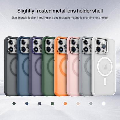 ELECTROPRIME For iPhone 15 Plus Skin Feel Lens Holder Magsafe Phone Case(Orange)