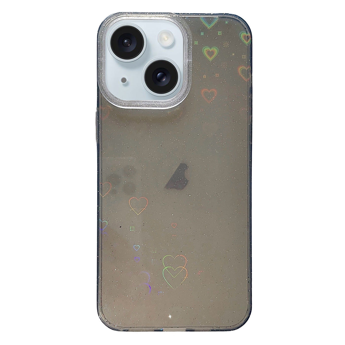 ELECTROPRIME For iPhone 15 Love Pattern Transparent Lens Frame IMD Acrylic Phone Case(Black)