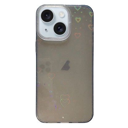 ELECTROPRIME For iPhone 15 Love Pattern Transparent Lens Frame IMD Acrylic Phone Case(Black)