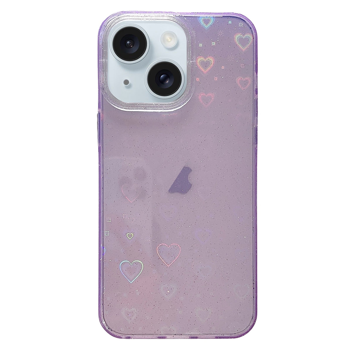 ELECTROPRIME For iPhone 15 Plus Love Pattern Transparent Lens Frame IMD Acrylic Phone Case(Purple)